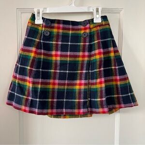 Mini Boden Girls Plaid Wool Skirt Multicolor Rainbow Sz 9/10 Yrs